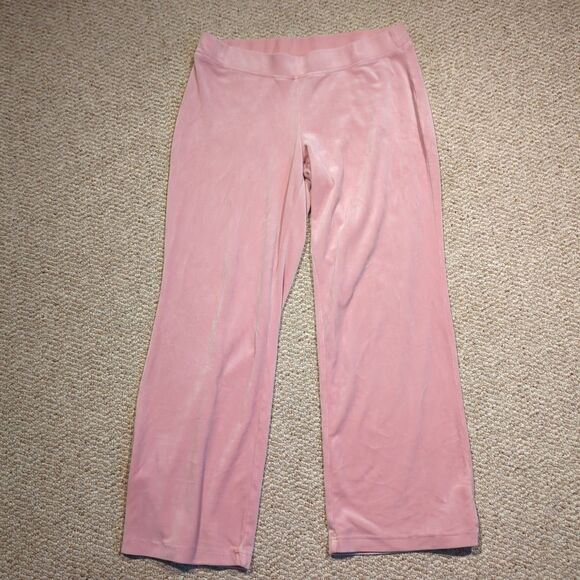 Juicy Couture Sweatpants Womens XL Pink Wide Leg Rhinestone Velour Bling - Picture 1 of 7